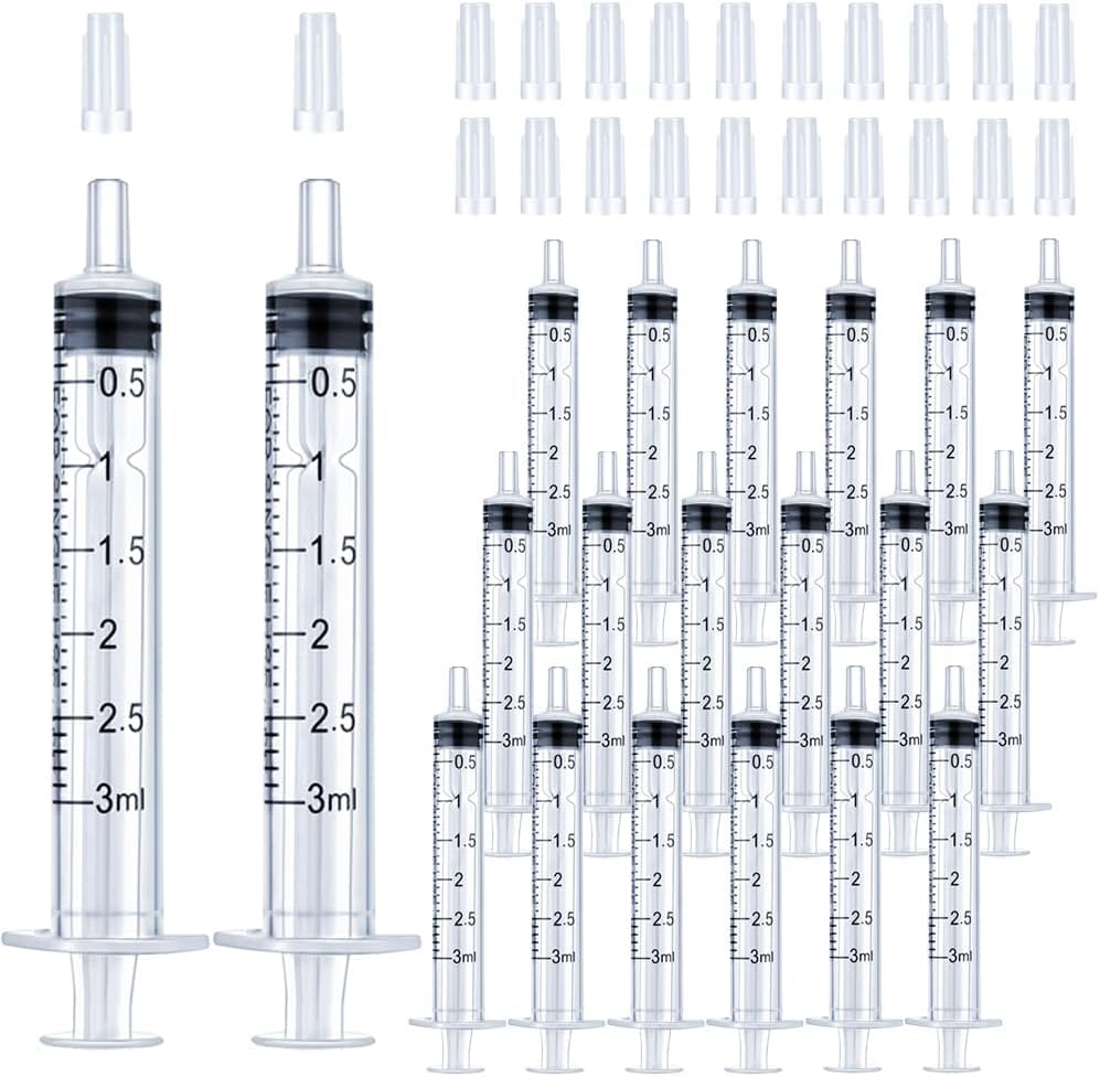 20 Pack 3mL Syringe with Tip Cap for Liquid, 3cc Plastic Syringes with Cover, Non-Sterile, No Needle - style: 3 ML