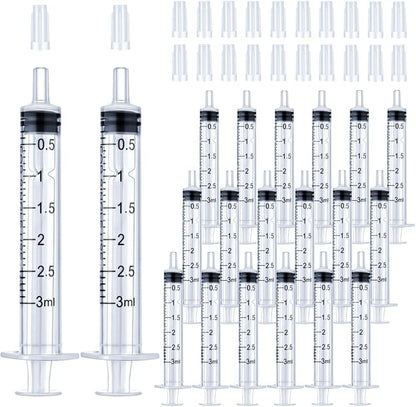 20 Pack 3mL Syringe with Tip Cap for Liquid, 3cc Plastic Syringes with Cover, Non-Sterile, No Needle - style: 3 ML