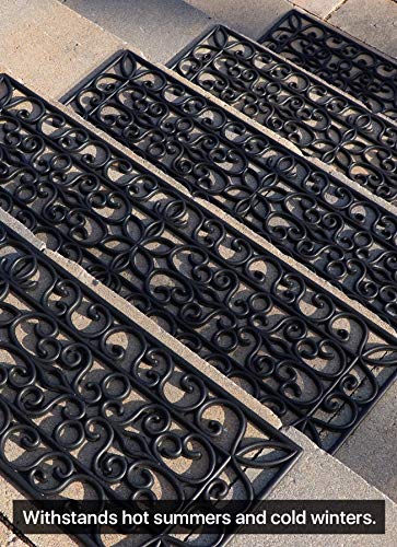 FINEHOUS Rubber Stair Treads Non-Slip Outdoor 35”x10” (5-Pack) – Anti-Slip Step Mat - size: 35" X 10", style: Iron