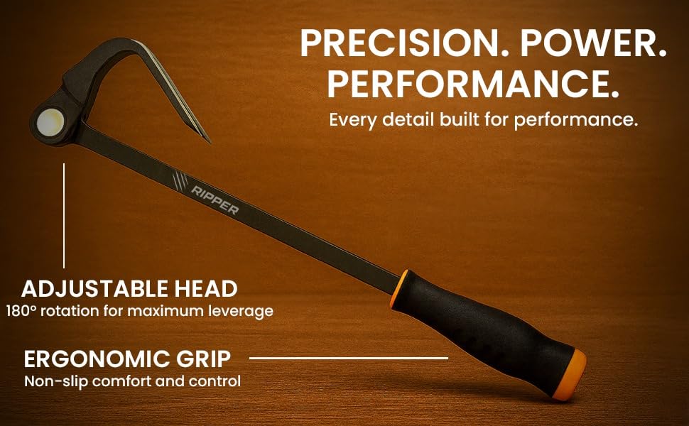 Ripper – The Ripper Heavy-Duty Indexing Crowbar & Nail Puller Tool, Multi-Angle Wrecking Bar for Trim, Flooring & Demolition (Ripper)