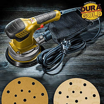 Dura-Gold 6" Gold Sanding Discs, 100 Grit, Box of 50, Hook & Loop, 17 Hole - size: 100-Grit
