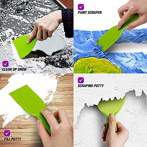 2 Inch Plastic Putty Knife, 3Pcs Flexible Paint Scraper Tool for Spackling - size: 2 inch