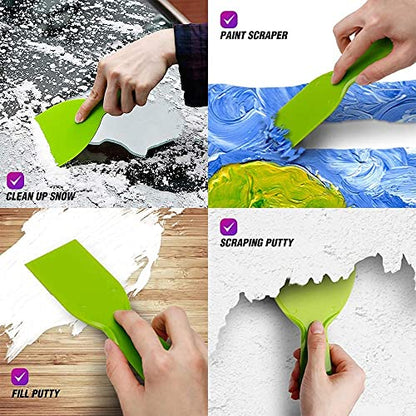 2 Inch Plastic Putty Knife, 3Pcs Flexible Paint Scraper Tool for Spackling - size: 2 inch