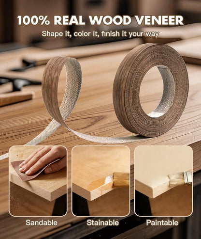 Black Walnut Edge Banding 1-3/4 Inch x 200 Ft Preglued Iron On Plywood Wood Tape, Premium Dark Walnut Veneer Edge Banding, Self Adhesive Flexible Wood Strip for Shelving and Table Repair - color: Black Walnut, size: 1-3/4 inch X 200 ft