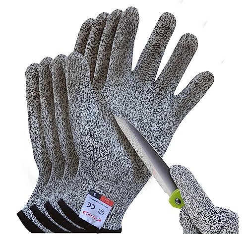 Cutting Gloves, 2 Pairs of Cut Resistant Gloves Food Grade, Cut Resistant Gloves for Kitchen, Oyster Shucking, Fish Fillet Processing, Carving Wood and Gardening(Medium-Grey) - color: Gray, size: Medium (Pack of 4)
