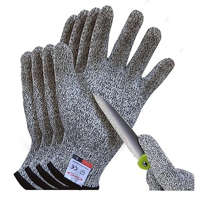Cutting Gloves, 2 Pairs of Cut Resistant Gloves Food Grade, Cut Resistant Gloves for Kitchen, Oyster Shucking, Fish Fillet Processing, Carving Wood and Gardening(Medium-Grey) - color: Gray, size: Medium (Pack of 4)