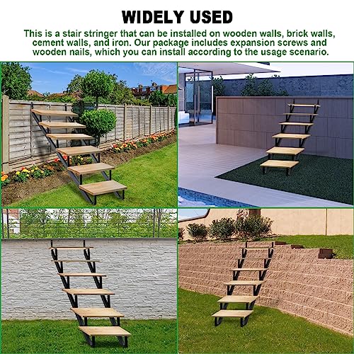 Steel Stair Riser 6 Step, 49.6" H Metal Stair Stringers for Deck - size: 6 Step