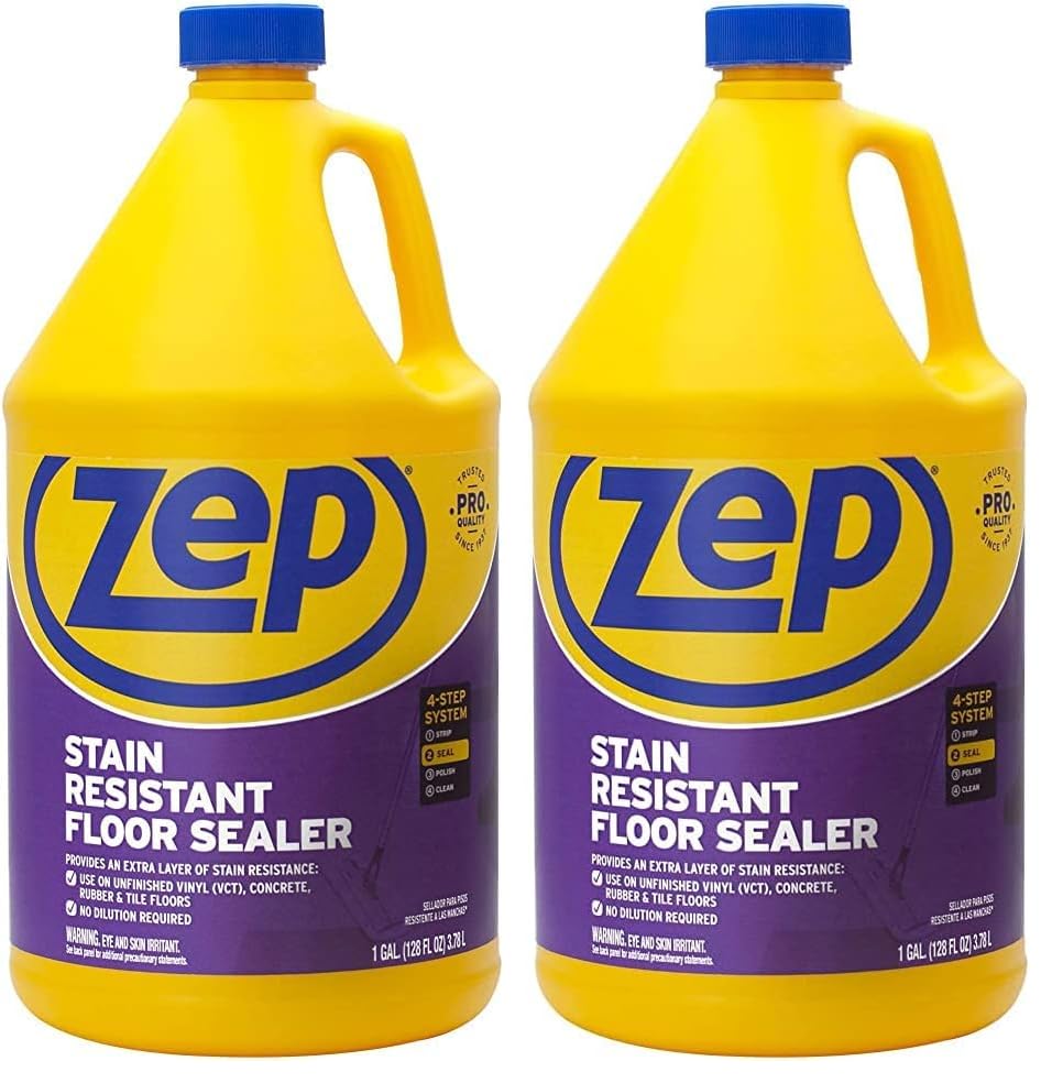 Zep Stain Resistant Floor Sealer - 1 Gallon - ZUFSLR128 - Durable, Long Lasting Seal (Pack of 2) - size: 1 Gallon (Pack of 2)