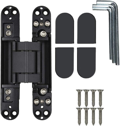 Ranbo 6 Inch Hidden Door Hinge, 3D Adjustable, Zinc Alloy Hardware Kit - size: 6 inch Black