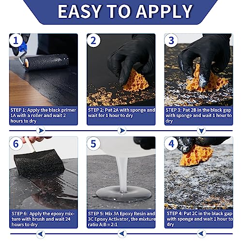 GLAINTE Epoxy Countertop Paint Kit - Black Granite Refinishing Paint - color: B2.Epoxy Granite-Black/Gold