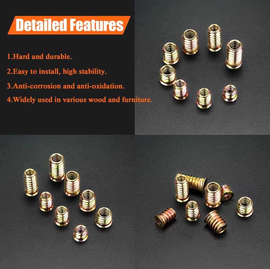5/16-18 Threaded Inserts, Wood Inserts, Steel Threaded Inserts for Wood Furniture Screw, HELIFOUNER 40 Pieces 5/16”-18 x 15mm Threaded Inserts with Hex Wrench for Wood Furniture - size: 5/16"-18 x 15mm