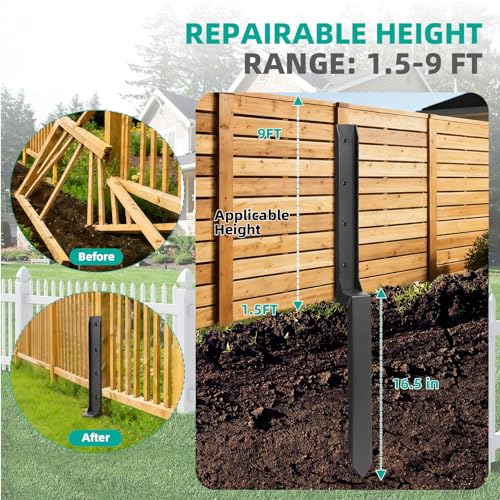 8PCS Fence Post Repair Kit, One-Piece Fence Post Repair Stakes