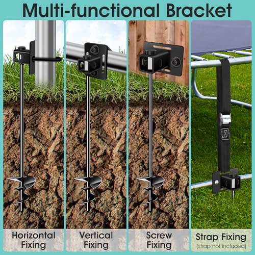 Ground Anchors Screw in, Multi-Purpose Trampoline Stakes Heavy Duty - color: Black-13"-2pcs