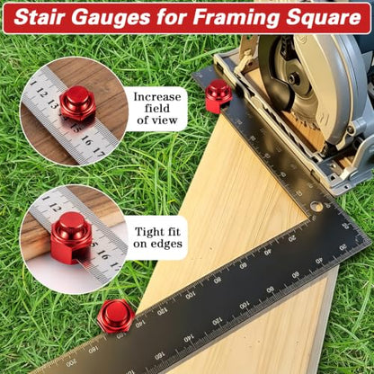 4 Pack Stair Gauge Set, Layout Tool for Framing Square, Red - color: Red