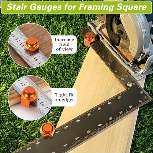 4 Pack Stair Gauge Set, Layout Tool for Framing Square, Orange - color: Orange