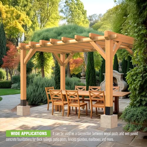 6 Pack 4x4 Metal Post Base Holder Bracket for Concrete Deck (Black) - size: 4IN, style: 6Pcs