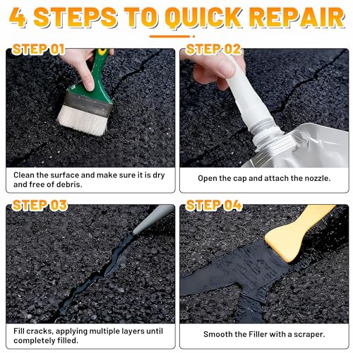 Asphalt Crack Filler, 5.3LB High Elasticity Concrete Crack Repair Sealant - style: 4pcs, 5.3LB