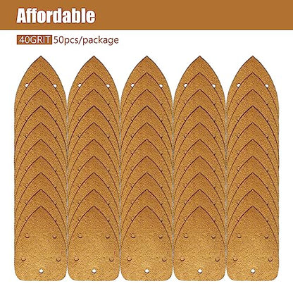 50 Pack Mouse Sander Sandpaper, Sanding Pads for 5.5'' Detail Sanders, Hook and Loop Sandpaper Detail Sander Palm Sander Sandpaper for Wood Furniture Sanding Refinishing (40 Grit) - style: 40 Grit