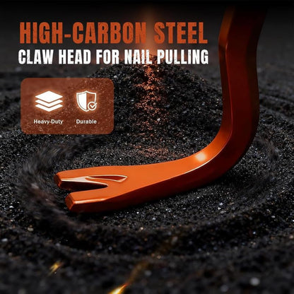 Angled Pry Bar with Handle, Heavy Duty Cats Paw Nail Puller Tool for Roofing & Construction
