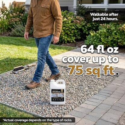Dominator Rock Anchor 64oz - Rock Glue for Landscaping Gravel & Stone, Ready to Spray, Locks in River Rock, Pea Gravel & Decorative Rock, Prevents Scattering & Washouts, Water-Based - size: 0.5 Gallon, style: Rock Glue