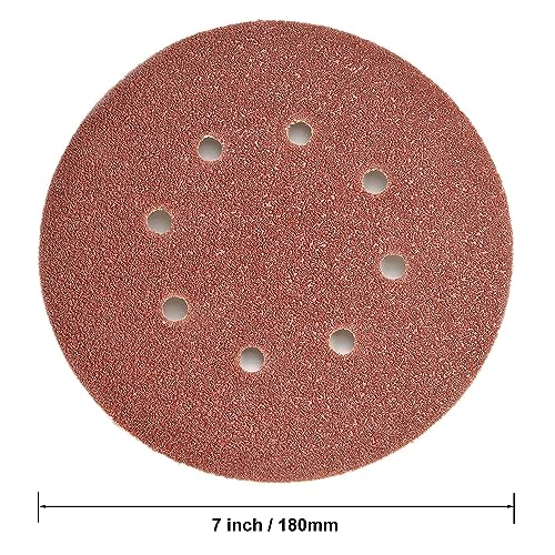 Utoolmart 10Pcs 7 Inch 8 Hole Hook and Loop Sanding Disc 40 Grit, Flocking Sandpaper for Random Orbit Sander - size: 40 Grit