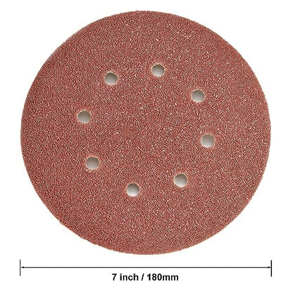 Utoolmart 10Pcs 7 Inch 8 Hole Hook and Loop Sanding Disc 40 Grit, Flocking Sandpaper for Random Orbit Sander - size: 40 Grit