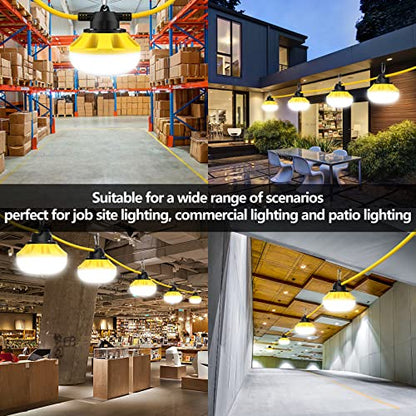 200FT Construction String Lights, Industrial Grade,Free for Climbing Hook - size: 200FT 2 Prong (Yellow)