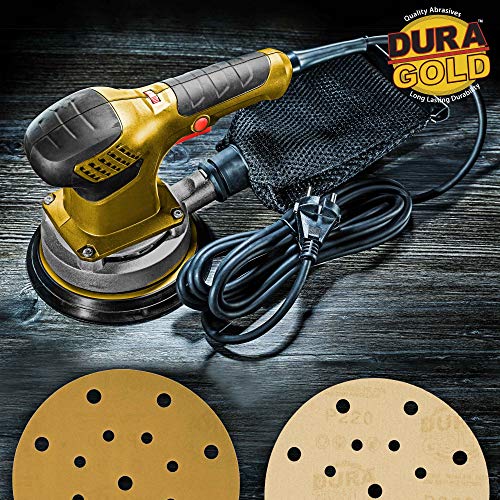 Dura-Gold 6" Gold Sanding Discs, 220 Grit, Box of 50, Hook & Loop, 17 Hole - size: 220-Grit