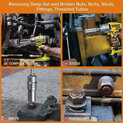 16PCS 3/8" Drive Deep Bolt Socket Extractor Set, Bolt Nut Remover Set - size: 16PCS
