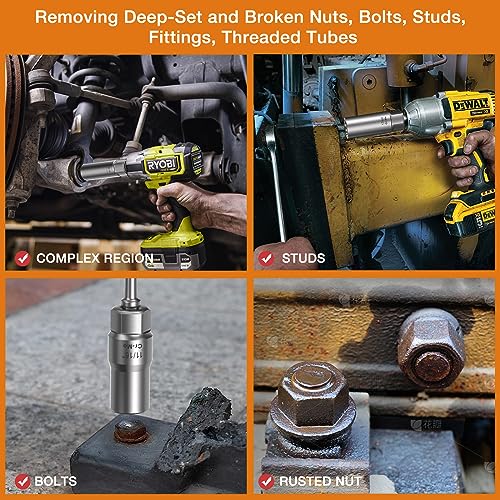 16PCS 3/8" Drive Deep Bolt Socket Extractor Set, Bolt Nut Remover Set - size: 16PCS