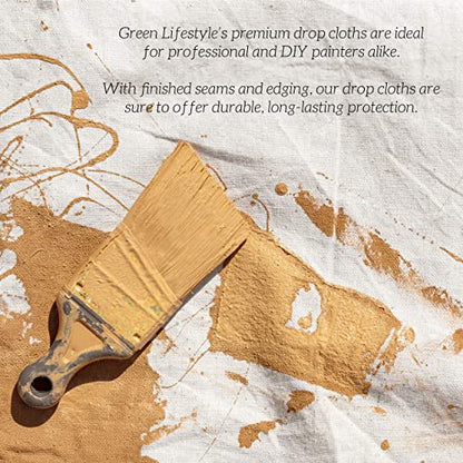 GREEN LIFESTYLE All Purpose Canvas Drop Cloths - Drop Cloth for Painting, Floor Cover, Heavy Duty Protection for Furniture & Surfaces, Reusable Painters Canvas Tarp for Renovation & Home (4x12) - size: 4x12