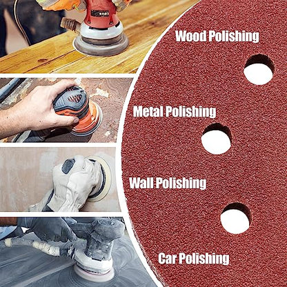 165PCS Sanding Discs 5 Inch 8 Hole, Orbital Sander Sandpaper, 5 Sanding Disc Hook and Loop Include 40/60/80/120/150/220/320/400/600 Assorted Grits Sandpaper, for Random Orbital Sander - style: 165Pcs Red sandpaper for 'DIY'