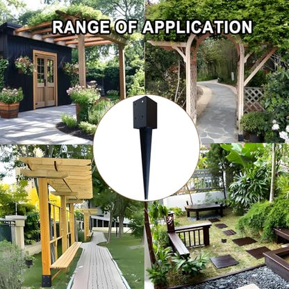 4x4 Inch Fence Post Anchor,Internal 3.6"x3.6" Fit - Black Powder-Coated Metal Post Base for Wood Deck, Fence, Porch, Railing, Mailbox (Heavy Duty & Rust Resistant)