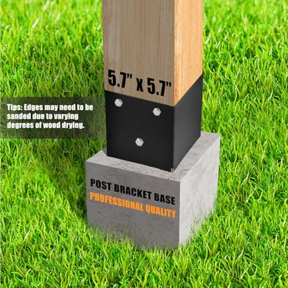 2 Pack 6x6 Metal Post Base Holder Bracket for Concrete Deck (Black) - size: 6IN, style: 2Pcs