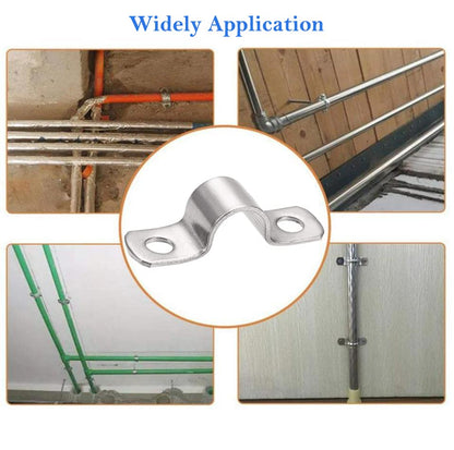 AKIHISA 1 Inch Heavy Duty 2 Hole U-Tube Strap Clamp,10 Pcs Stainless Steel-304 Rigid U-Bracket Pipe Strap Clamp,Wire Pipe Clip Fastener(ID 25mm) - size: 0.98in/25mm 10Pack