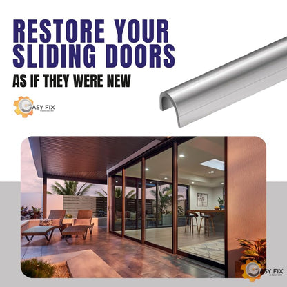 Hardware Snap-On Sliding Patio Door Track Cover, 1/4" Stainless Steel Rail Repair Cap, 7/32" W x 9/32" Profile, Fix Sticky Sliding Glass Door Track, 8 ft, Pack of 2 - size: 8 Feet (Set of Two)