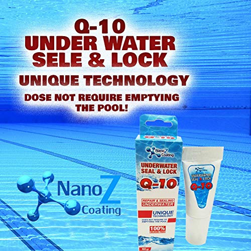 Nano Q10 Underwater Seal & Lock - Leak and Crack Repair Without Emptying The Pool, Reservoir, or Tank. Eco-Friendly Under Water Adhesive, Stays Flexible, Waterproof, and Chlorine Resistant (2.1 oz) - style: 2.1 oz