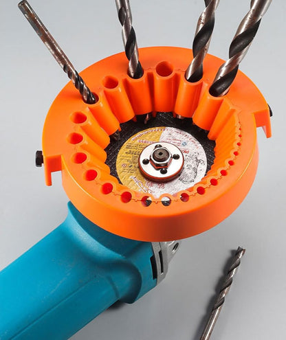 Drill Bit Sharpener Attachment for Angle Grinder, 25-Hole Multi-Size Drill Bit Sharpening Tool, Portable Drill Bit Grinding Jig, Restore Dull Bits Fast, Heavy Duty Plastic Sharpener Guide