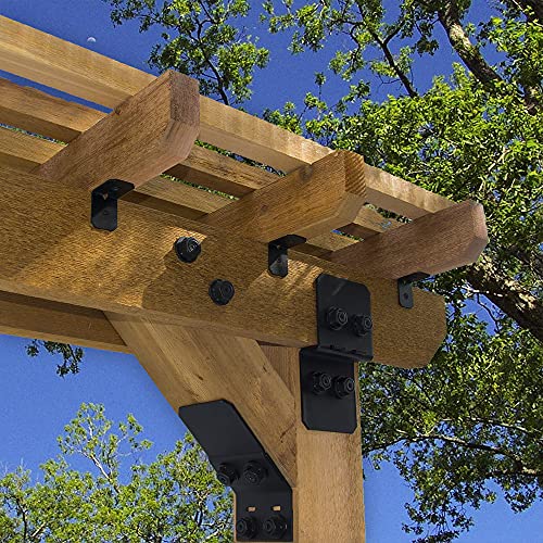 OZCO 2 Pcs Ironwood Truss Accent Plates | Decorative Truss Tie Plates and Connector Accents for Pergola, Roof, Rafter, Arbor and Outdoor Wood Structures | Powder-Coated Galvanized Steel Hardware