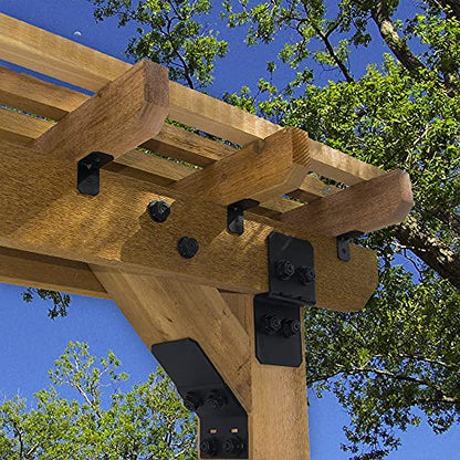 OZCO 2 Pcs Ironwood Truss Accent Plates | Decorative Truss Tie Plates and Connector Accents for Pergola, Roof, Rafter, Arbor and Outdoor Wood Structures | Powder-Coated Galvanized Steel Hardware