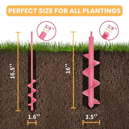 TCBWFY Garden Auger Drill Bit Set - 3.5 x 16 Inch & 1.6 x 16.5 Inch Auger Drill Bits for Planting - Heavy-Duty Garden Tools for Bulbs, Flowers, and Vegetables - size: 1.6"x16.5"+3.5"x16"-Black