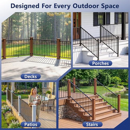 36 in H x 4 ft W Modular Real Aluminum Deck Railing Kit, 1 Panel - color: 4ft Level -- 1Pack