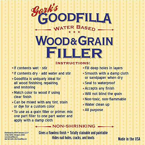 Water-Based Wood & Grain Filler (Trowel Ready) - Mahogany - 1 Quart By Goodfilla | Replace Every Filler & Putty | Repairs, Finishes & Patches | Paintable, Stainable, Sandable & Quick Drying - color: Mahogany, size: 1 Quart