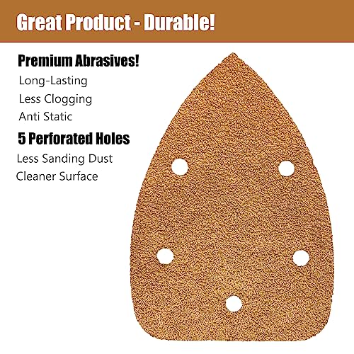 50 Pack Mouse Sander Sandpaper, Sanding Pads for 5.5'' Detail Sanders, Hook and Loop Sandpaper Detail Sander Palm Sander Sandpaper for Wood Furniture Sanding Refinishing (40 Grit) - style: 40 Grit