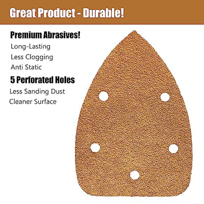50 Pack Mouse Sander Sandpaper, Sanding Pads for 5.5'' Detail Sanders, Hook and Loop Sandpaper Detail Sander Palm Sander Sandpaper for Wood Furniture Sanding Refinishing (40 Grit) - style: 40 Grit