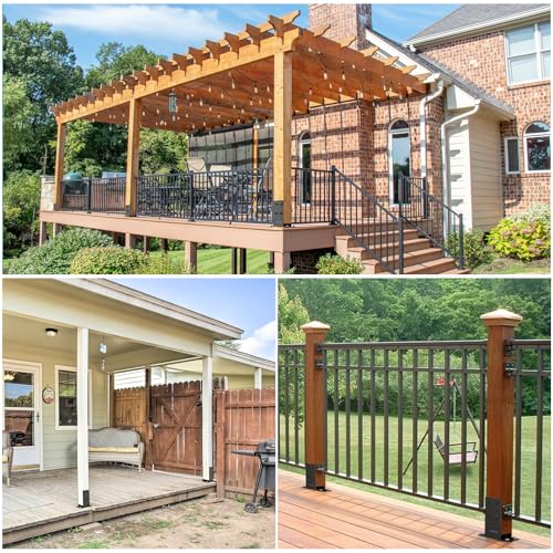4x4 Wood Post Base (Internal Size 3.6" x3.6 ) Heavy Duty Stainless Steel Powder-Coated Post Anchor with Air Flow Channel Fence Post Anchor Base for Deck Railing, Pergolas, Fence Pillar, 1Pack - size: 4x4, style: 1Pack