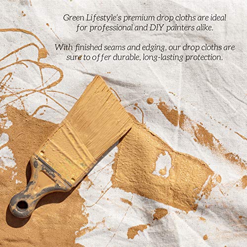 GREEN LIFESTYLE All Purpose Canvas Drop Cloths - Drop Cloth for Painting, Floor Cover, Heavy Duty Protection for Furniture & Surfaces, Reusable Painters Canvas Tarp for Renovation (9x12) - size: 9x12
