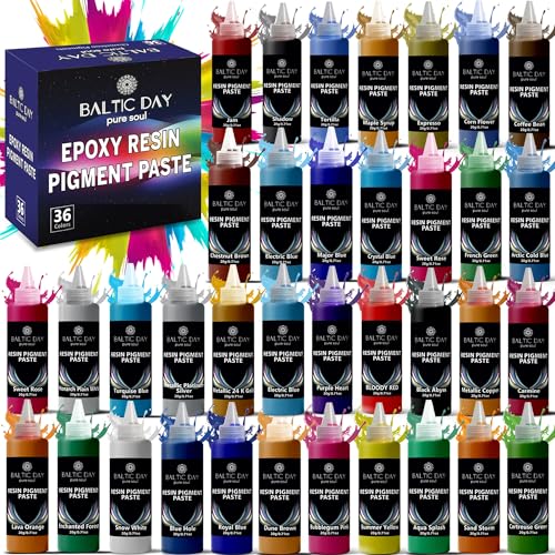 BALTIC DAY 36 Colors Epoxy Resin Pigment Paste Set – 20g Each, Highly Concentrated Opaque Resin Dye for Epoxy, Deep Pour, Casting, Jewelry, Coasters, Tumblers & Resin Art - color: 36 Multi-Colors