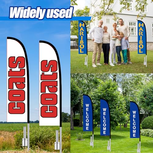 Pelopy 2 Pcs 20 Inch Feather Flag Ground Spike Stake Flag Base Heavy Duty - size: 20 Inch