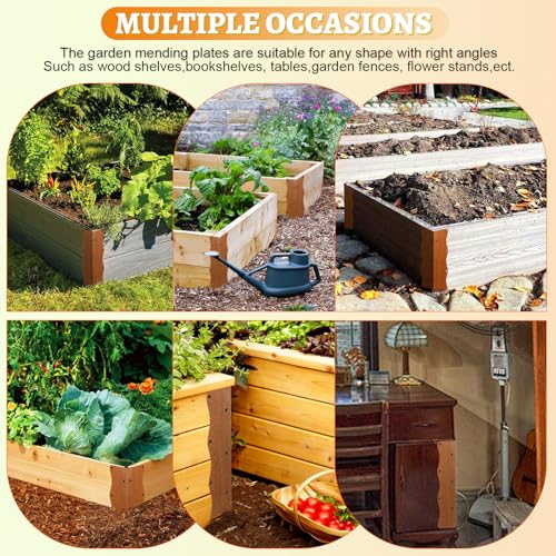 8Pcs Heavy Duty Metal Raised Garden Bed L-Shape Corner Brackets (11"x3"x3") - color: Brown